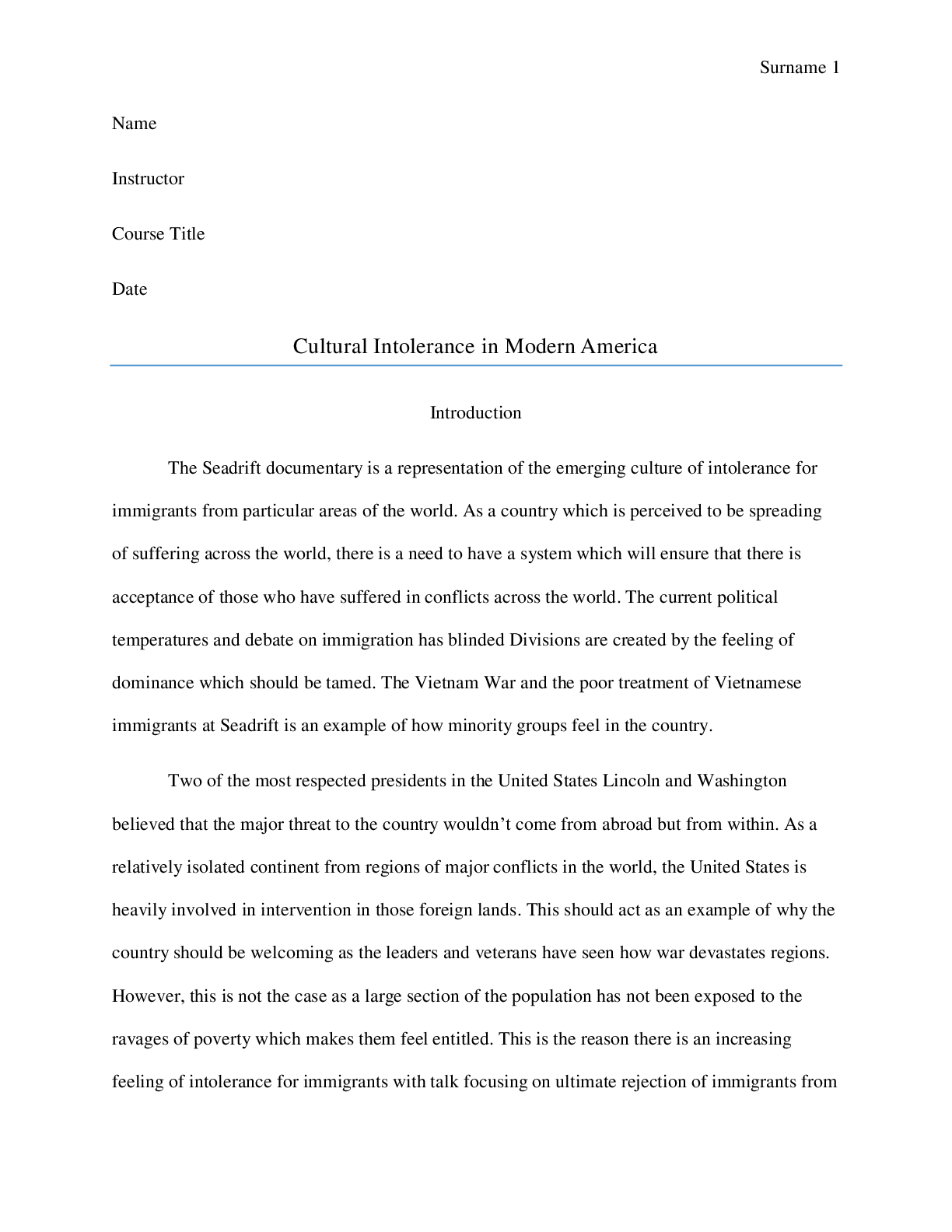 Preview image for Cultural Intolerance in Modern America